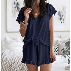 Navy Blue Cotton Pajama Set